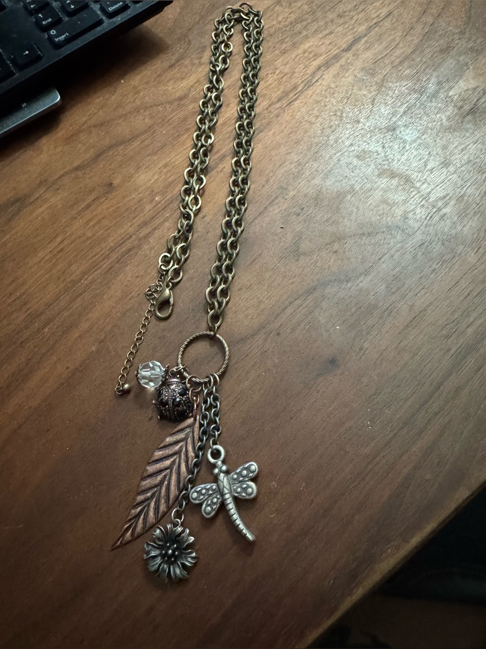 Mixed Metal Toned Dangle Charm Necklace Nature Themed *READ*